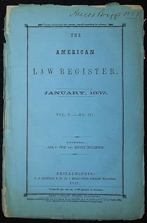 The American Law Register -- January, 1857 Vol. 5 No. 3