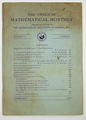 Imagen del vendedor de A Symmetrical Notation for Numbers in American Mathematical Monthly Volume 57, Number 2 a la venta por Kuenzig Books ( ABAA / ILAB )