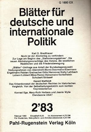 Bild des Verkufers fr Bltter fr deutsche und internationale Politik Heft 2/83 (28. Jahrgang) zum Verkauf von Versandantiquariat Nussbaum