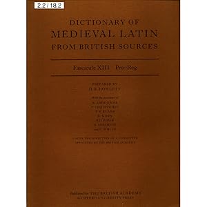 Seller image for Dictionary of Medieval Latin from British Sources: Fascicule XIII Pro-Reg for sale by avelibro OHG