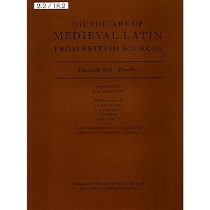 Seller image for Dictionary of Medieval Latin from British Sources: Fascicule XII Pos-Pro for sale by avelibro OHG