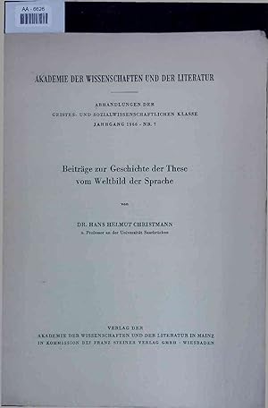 Seller image for Beitrge zur Geschichte der These vom Weltbild der Sprache. AA-6626. Jahrgang 1966, Nr. 7 for sale by Antiquariat Bookfarm