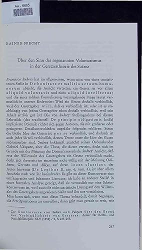 Bild des Verkufers fr ber den Sinn des sogenannten Voluntarismus in der Gesetzestheorie des Suarez. AA-6665 zum Verkauf von Antiquariat Bookfarm