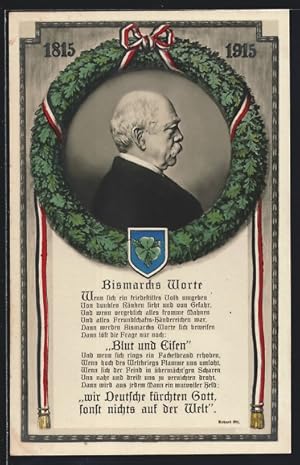 Image du vendeur pour Ansichtskarte Bismarcks Worte Blut und Eisen mis en vente par Bartko-Reher