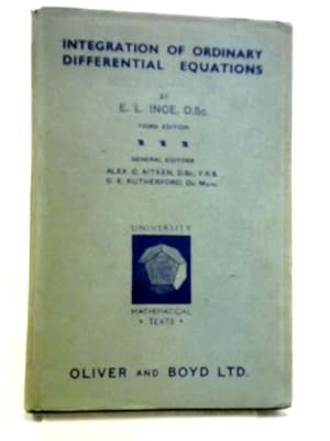 Bild des Verkufers fr Integration Of Ordinary Differential Equations zum Verkauf von World of Rare Books