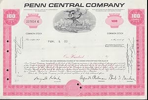 Seller image for Penn Central Railroad stock certificate 100-shares 1970 for sale by The Jumping Frog