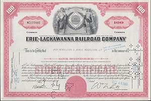 Seller image for Erie-Lackawanna Railroad stock certificate 100-shares 1966 for sale by The Jumping Frog