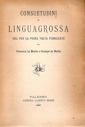 Bild des Verkufers fr Consuetudini di Linguagrossa / ora per la prima volta pubblicate zum Verkauf von Messinissa libri