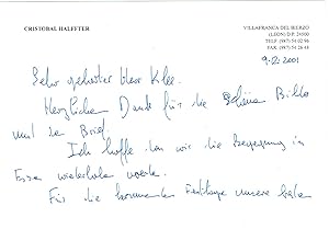 Bild des Verkufers fr Eigenh. Briefkarte mit Unterschrift. zum Verkauf von Kotte Autographs GmbH