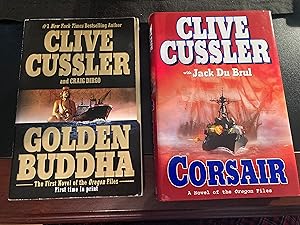 Seller image for Golden Buddha ("The Oregon Files" Series #1), Trade Paperback, First Edition, *BUNDLE & SAVE* with a HC, 1st Ed. copy of "Corsair", #6 in same series "Oregon Files" for sale by Park & Read Books