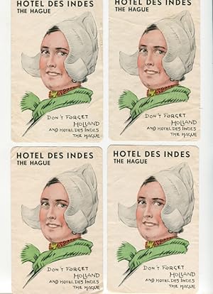 Vintage Luggage Tags for Hotel des Indes, The Hague, Netherlands.