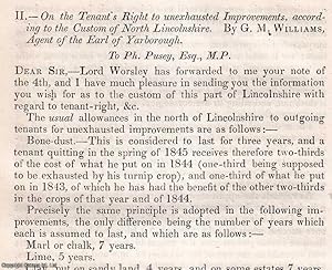 Image du vendeur pour The Tenant's Right to unexhausted Improvements according to the Custom of North Lincolnshire. An original article from the Journal of the Royal Agricultural Society of England, 1845. mis en vente par Cosmo Books