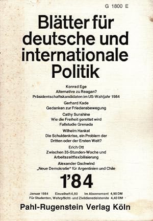 Bild des Verkufers fr Bltter fr deutsche und internationale Politik Heft 1/84 (29. Jahrgang) zum Verkauf von Versandantiquariat Nussbaum