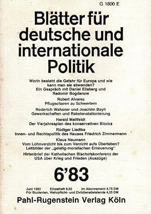 Seller image for Bltter fr deutsche und internationale Politik Heft 6/83 (28. Jahrgang) for sale by Versandantiquariat Nussbaum