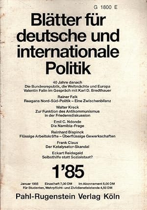 Seller image for Bltter fr deutsche und internationale Politik Heft 1/85 (30. Jahrgang) for sale by Versandantiquariat Nussbaum