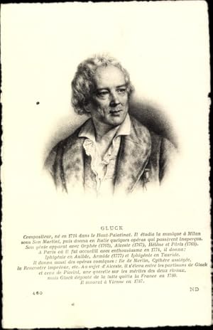 Bild des Verkufers fr Ansichtskarte / Postkarte Komponist Christoph Willibald Gluck, Portrait zum Verkauf von akpool GmbH