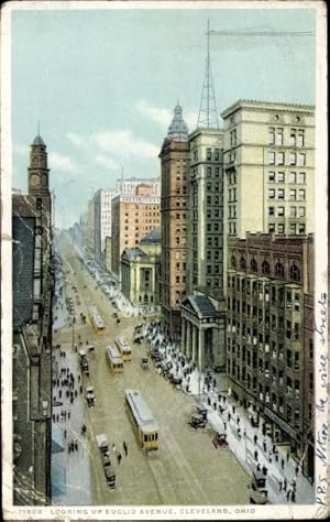 Seller image for Ansichtskarte / Postkarte Cleveland Ohio USA, Looking up Euclid Avenue, Straenbahn for sale by akpool GmbH