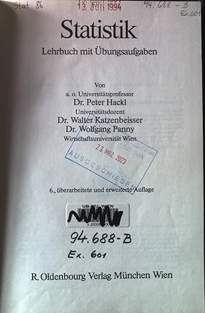 Seller image for Statistik : Lehrbuch mit bungsaufgaben. Oldenbourgs bungs- und Studienbcher der Wirtschafts- und Sozialwissenschaften. for sale by books4less (Versandantiquariat Petra Gros GmbH & Co. KG)