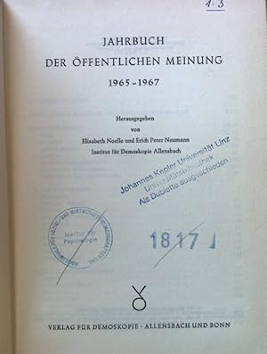 Bild des Verkufers fr Jahrbuch der ffentlichen Meinung 1965-1967. zum Verkauf von books4less (Versandantiquariat Petra Gros GmbH & Co. KG)