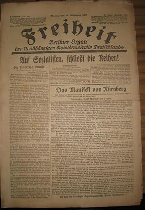 Die Freiheit. 5. Jahrgang 1922. Montag, den 25. September Nr. 343. Berliner Organ der Unabhängige...