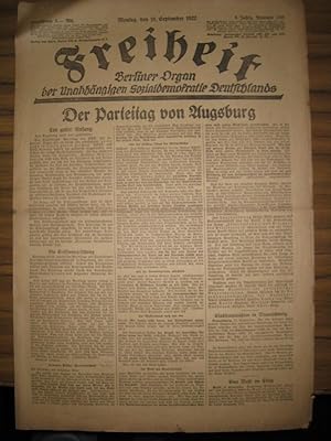 Die Freiheit. 5. Jahrgang 1922. Montag, den 18. September Nr. 336. Berliner Organ der Unabhängige...