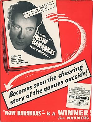 Bild des Verkufers fr Now Barabbas (Original advertisement from Kinematograph Weekly for the 1949 film noir) zum Verkauf von Royal Books, Inc., ABAA