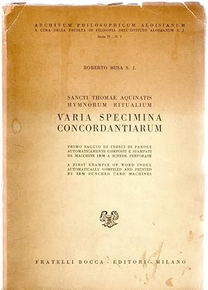 Seller image for Sancti Thomae Aquinatis. Varia specimina concordantiarum for sale by Messinissa libri
