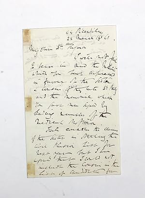 Imagen del vendedor de An Original Hand Written and Signed Letter by Prime Minister Henry John Temple, 3rd Viscount Palmerston a la venta por Lasting Words Ltd