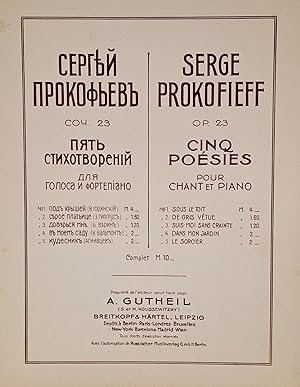 Bild des Verkäufers für [Kyrillischer Titel] Cinq Poésies pour Chant et Piano. Op. 23. zum Verkauf von Musik-Antiquariat Heiner Rekeszus