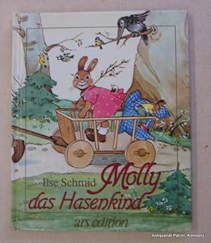 Bild des Verkufers fr Molly, das Hasenkind. Mnchen, Josef Mller, ca. 1980 (?) (Copyright 1964). Kl.-8vo. Mit 8 ganzseitigen farbigen Illustrationen u. kl. Vignetten von Ilse Schmid. 9 Bl. Illustrierter Or.-Pp. (ISBN 376076116X). zum Verkauf von Jrgen Patzer