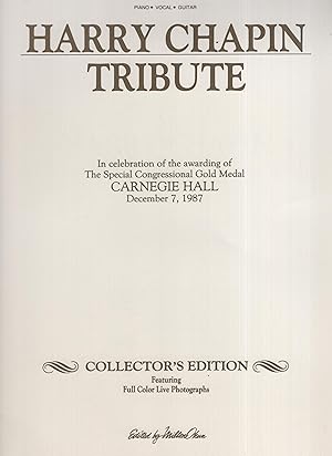 Seller image for Harry Chapin Tribute in Celebrartion of the awarding of the Special Congressional Gold Medal Carnagie Hall, December 7, 1987 for sale by Cher Bibler