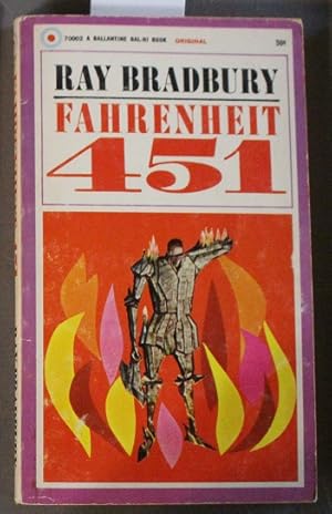 Seller image for FAHRENHEIT 451. (Ballantine Book # 70002 ; Bal-Hi Book Original; Front Cover Depicts Painting of Man Standing in Flames, Pink Edging to Cover) for sale by Comic World