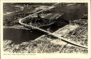 Bild des Verkufers fr Ansichtskarte / Postkarte New York City USA, Aerial View of Triboro Bridge, Fliegeraufnahme von der Stadt mit Brcke zum Verkauf von akpool GmbH