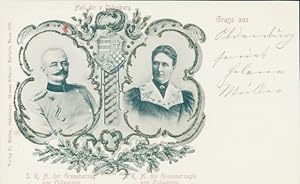 Glitzer Ansichtskarte / Postkarte Großherzog Friedrich August von Oldenburg, Großherzogin, Portrait