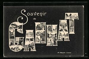 Image du vendeur pour Carte postale Gannat, diverses vues du lieu insres dans la typographie mis en vente par Bartko-Reher