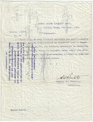 1902 - Special Orders directing that transportation be arranged for Corporal Eugene Dupree, who h...