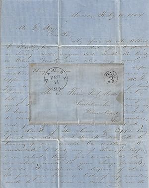 1854 - Query sent by a prominent Macon businessman to the postmaster at Santa Luca requesting inf...