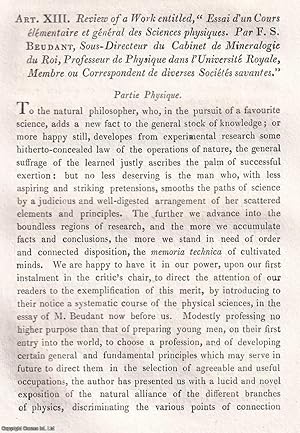 Imagen del vendedor de Essai d'un cours elementaire et general des sciences physiques (trial of an elementary and general course in physical sciences) : Review of a Work. An uncommon original article from the Journal of Science and the Arts, edited by the Royal Institution of Great Britain, 1816. a la venta por Cosmo Books