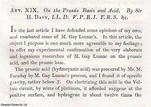 Imagen del vendedor de On the Prussic Basis and Acid. An uncommon original article from the Journal of Science and the Arts, edited by the Royal Institution of Great Britain, 1816. a la venta por Cosmo Books
