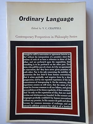 Seller image for ORDINARY LANGUAGE. Essays in Philosophical Method. (Perspectives in Philosophy Series) for sale by GfB, the Colchester Bookshop