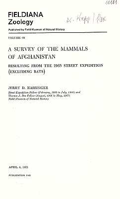 Imagen del vendedor de A Survey of the Mammals of Afghanistan Resulting from the 1965 Street Expedition (Excluding Bats) a la venta por ConchBooks