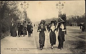 Ansichtskarte / Postkarte Paris XVI, Neue Mode, Hosenröcke, Porte Dauphine
