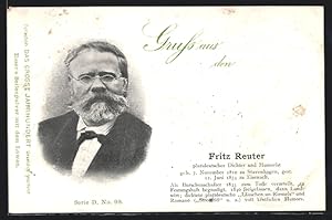 Bild des Verkufers fr Ansichtskarte Fritz Reuter, Plattdeutscher Dichter und Humorist, 1810-1874 zum Verkauf von Bartko-Reher