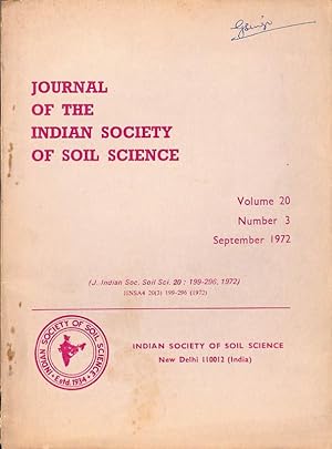 Seller image for Journal of the Indian Society of Soil Science Volume 20 Number 3 for sale by Majestic Books