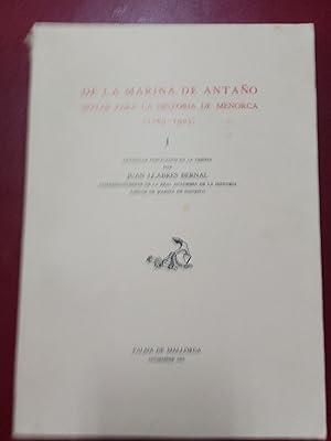 Imagen del vendedor de De la Marina de antao, notas para la historia de Menorca (1769-1905). Tomo I a la venta por Librera Eleutheria