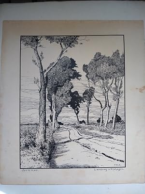 Bild des Verkufers fr Sommer. Landweg in Niehagen. Lithographie, in der Platte monogrammiert. zum Verkauf von NORDDEUTSCHES ANTIQUARIAT