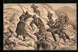 Bild des Verkufers fr Knstler-Ansichtskarte Eingeschlossene russische Abteilung in den Karpathen, Der grosse Krieg 1914 /15 zum Verkauf von Bartko-Reher