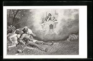 Bild des Verkufers fr Ansichtskarte Verwundeter sterreichischer Soldat denkt an seine Familie zum Verkauf von Bartko-Reher