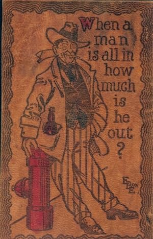Leder Ansichtskarte / Postkarte Rauchender Mann, Zigarette, Alkoholflasche