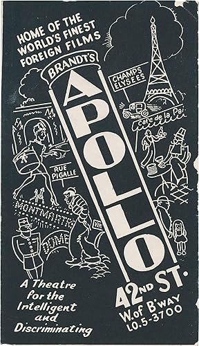 Original film program for Brandt's Apollo theater on 42nd St, New York, 1949